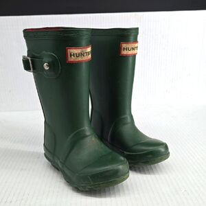 Kids Hunter Dark Green Waterproof Rain Boots UK 7 US: 8M 9F
